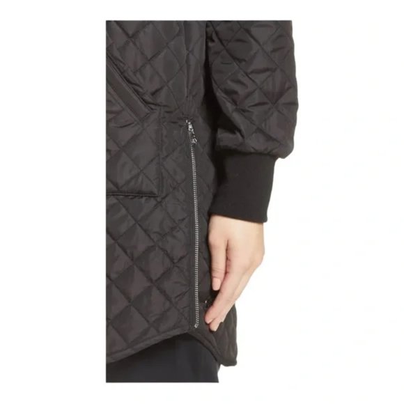 NEW Zella Longline Quilted Bomber Jacket in Black size M #2903 - Picture 4 of 11